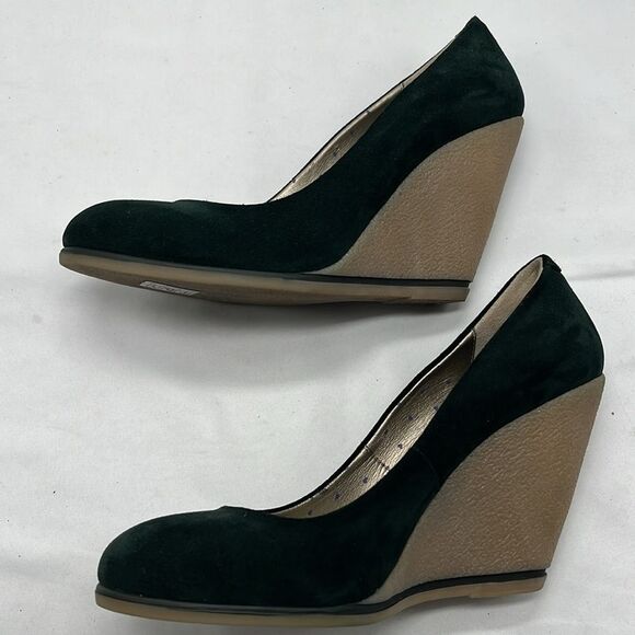 Dark Green Suede Fornarina Wedge Heels - Picture 4 of 8